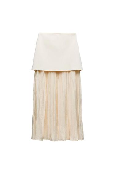COMBINED PLEATED KNIT SKIRT
