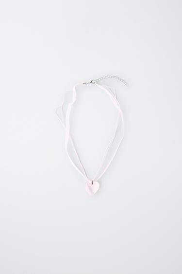 COLLAR CORDÓN ORGANZA CORAZÓN - Rosa de Zara