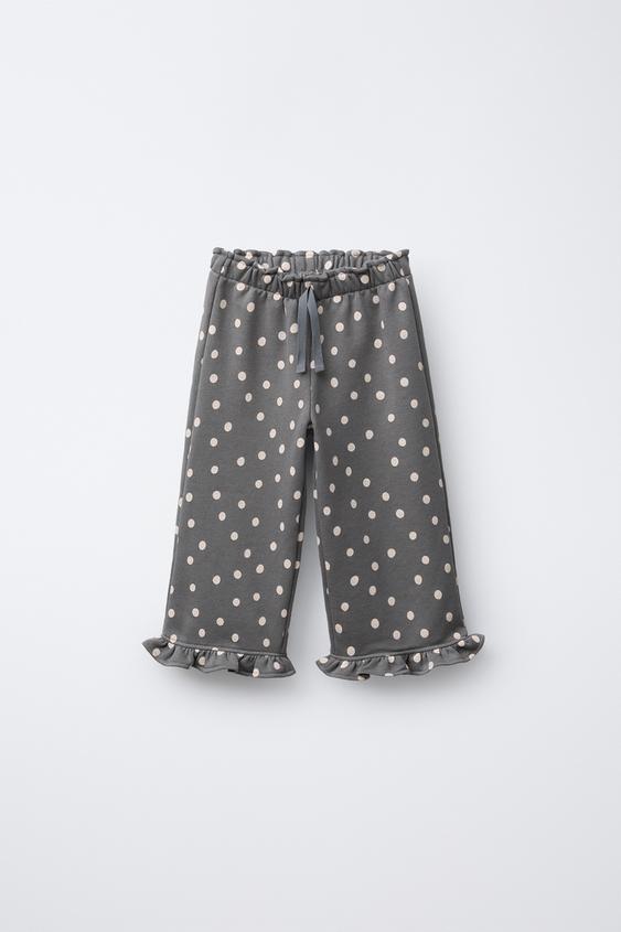 PRINTED PLUSH RUFFLE PANTS
