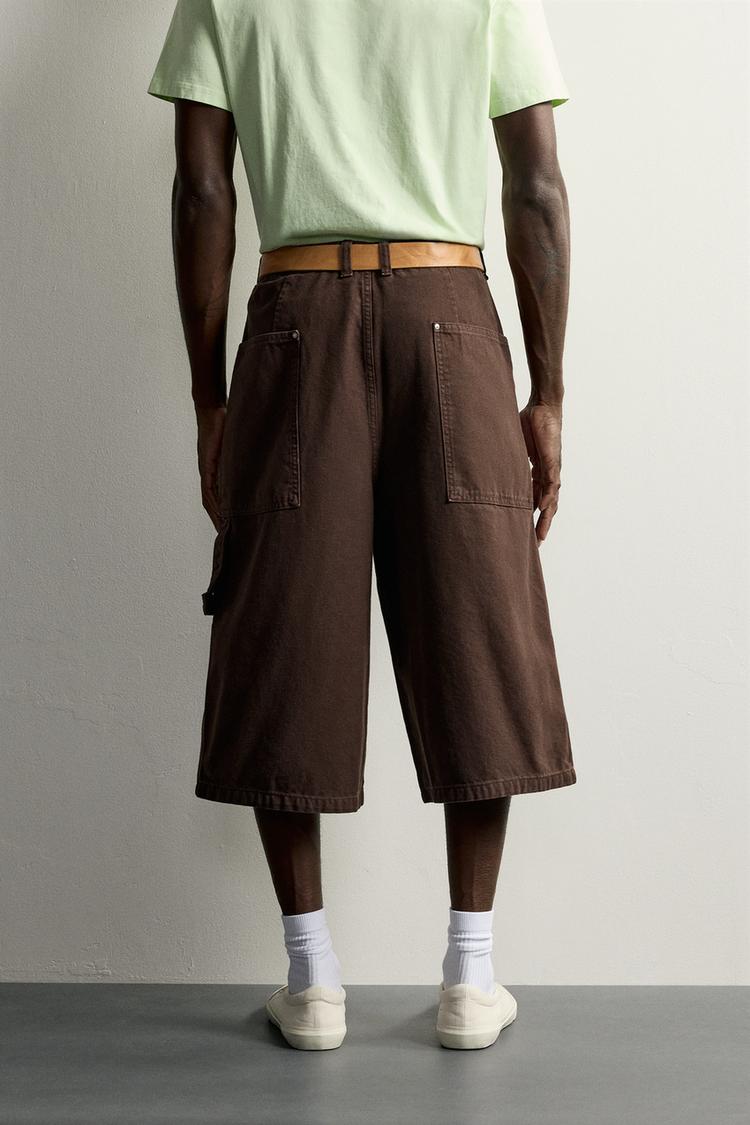 Pantalones cortos de mezclilla estilo carpintero de pierna recta 3