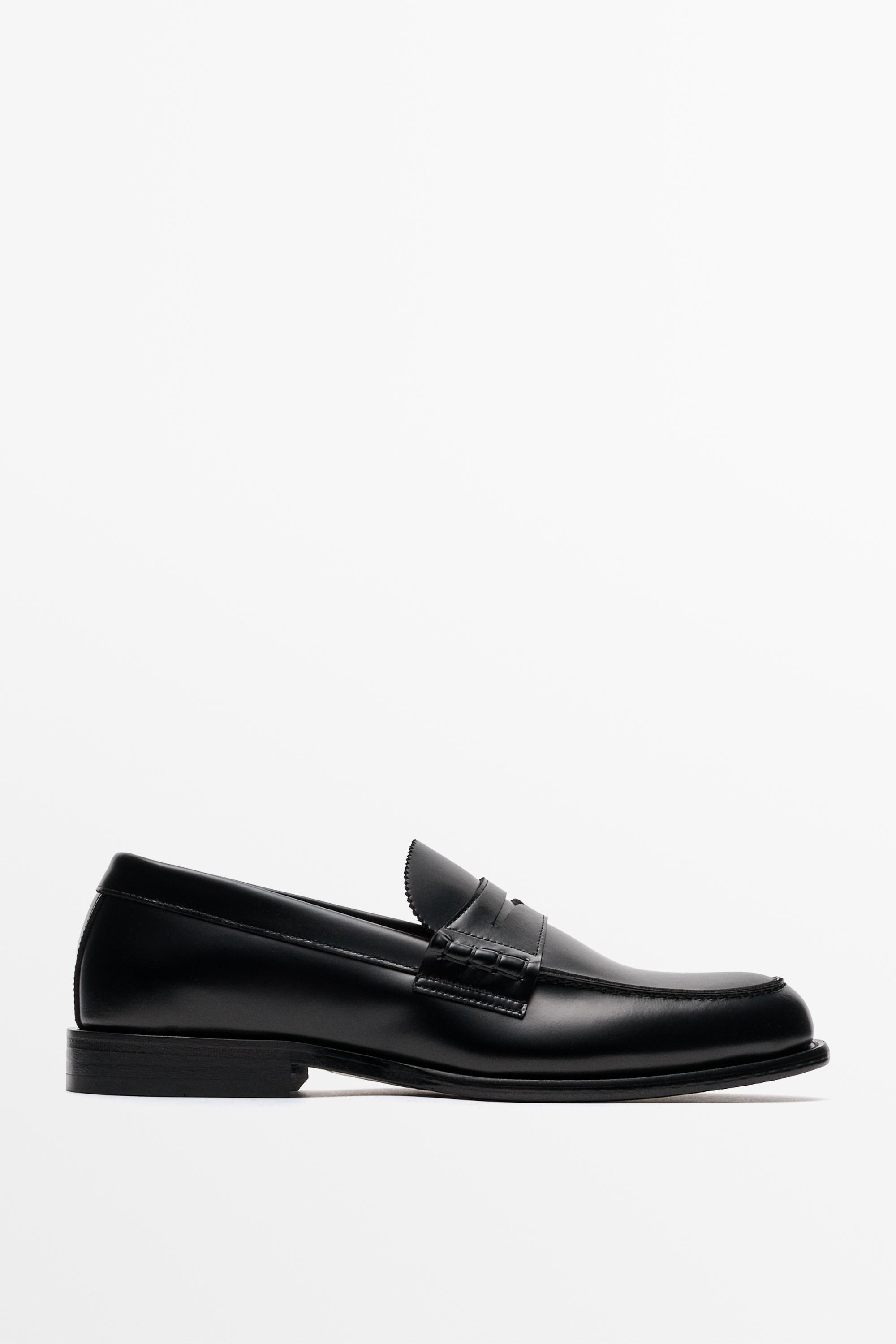 Leather penny loafer — Black