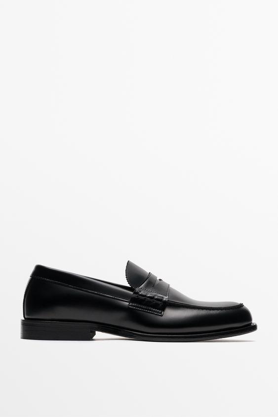 Zara Leather penny loafer - Black - Image 0