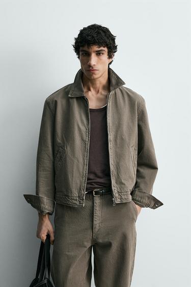 جاكيت قطن مغسول - أخضر فاتح الخاص بـ Zara