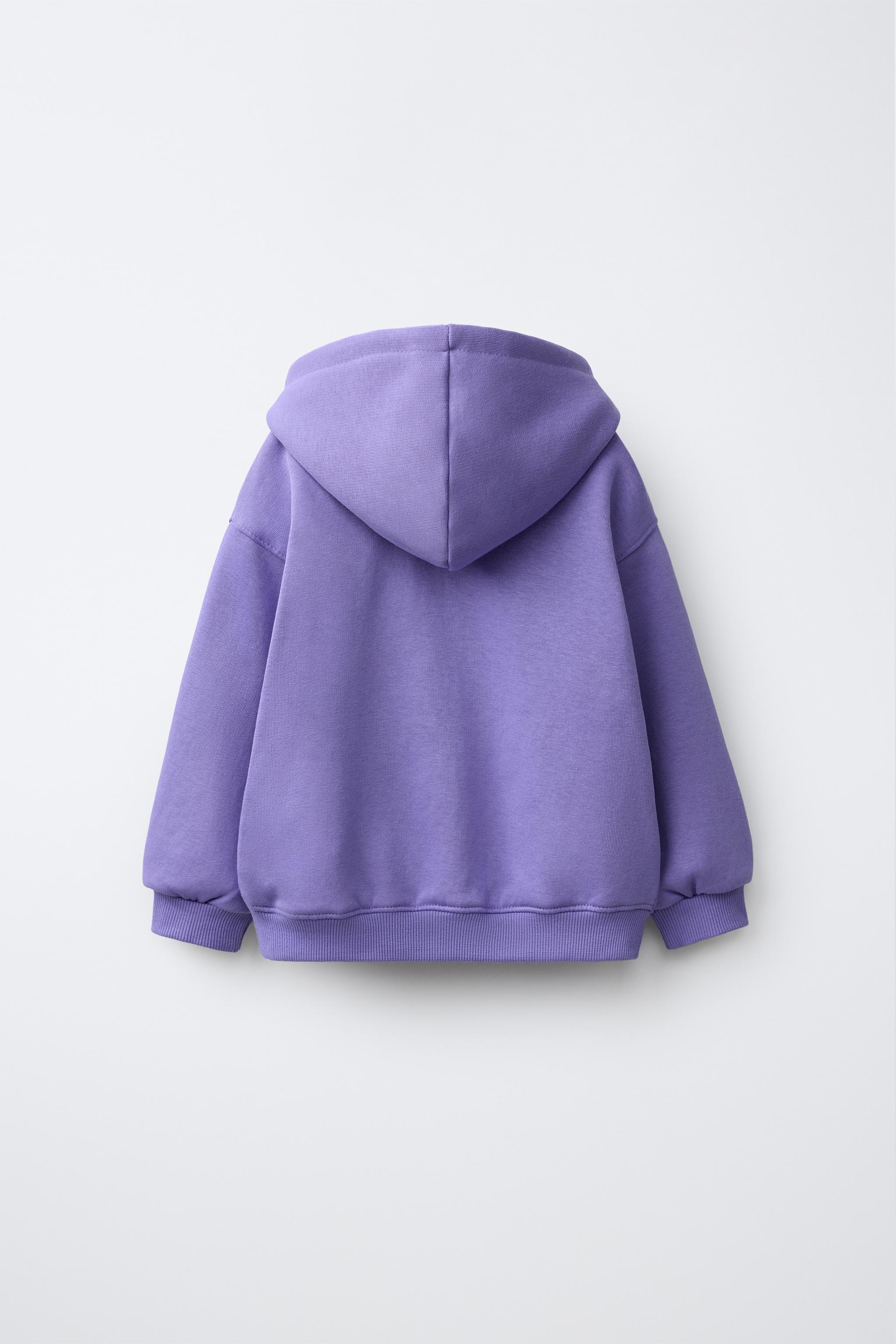 EMBROIDERED ZIP-UP HOODIE — Blue / Lavender