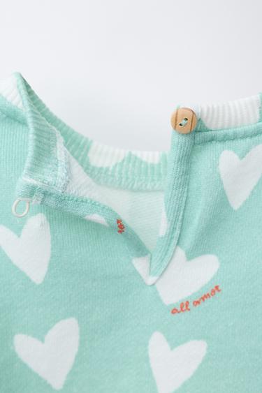 HEART PRINT SWEATSHIRT - Sea green by Zara - Image 2