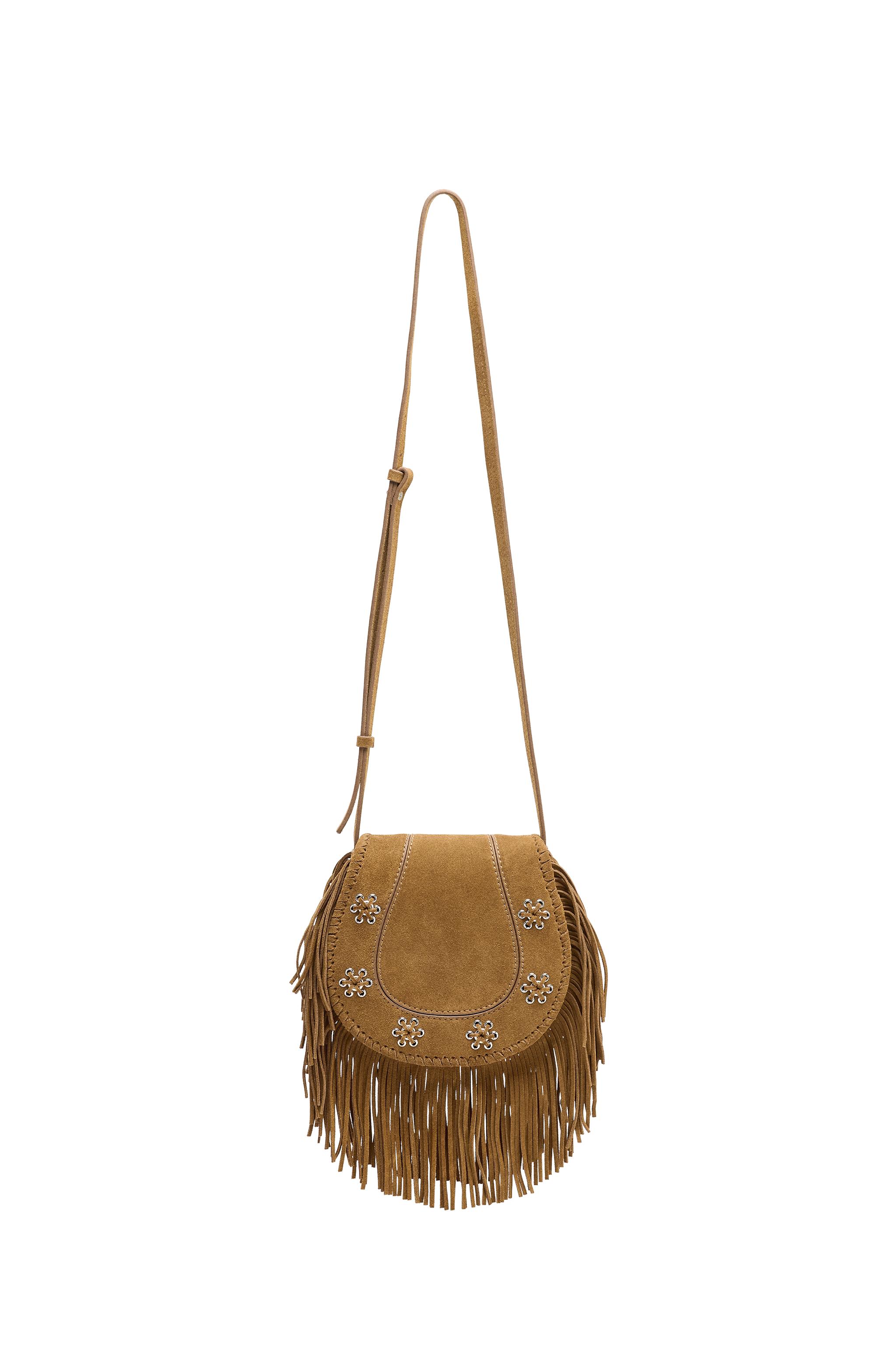 FRINGED SPLIT SUEDE CROSSBODY BAG - camel | ZARA South Africa