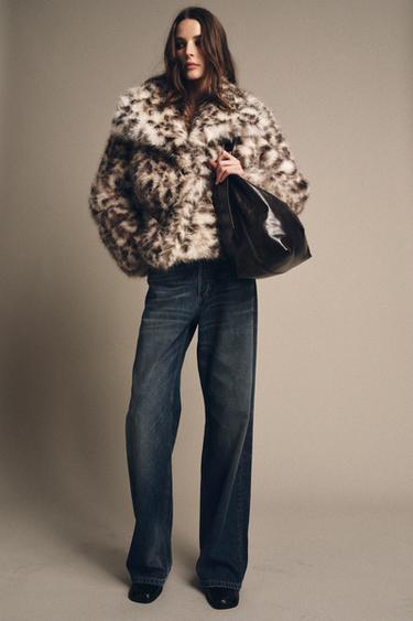 ANIMAL PRINT FAUX FUR JACKET ZW COLLECTION - Leopard by Zara - Image 4