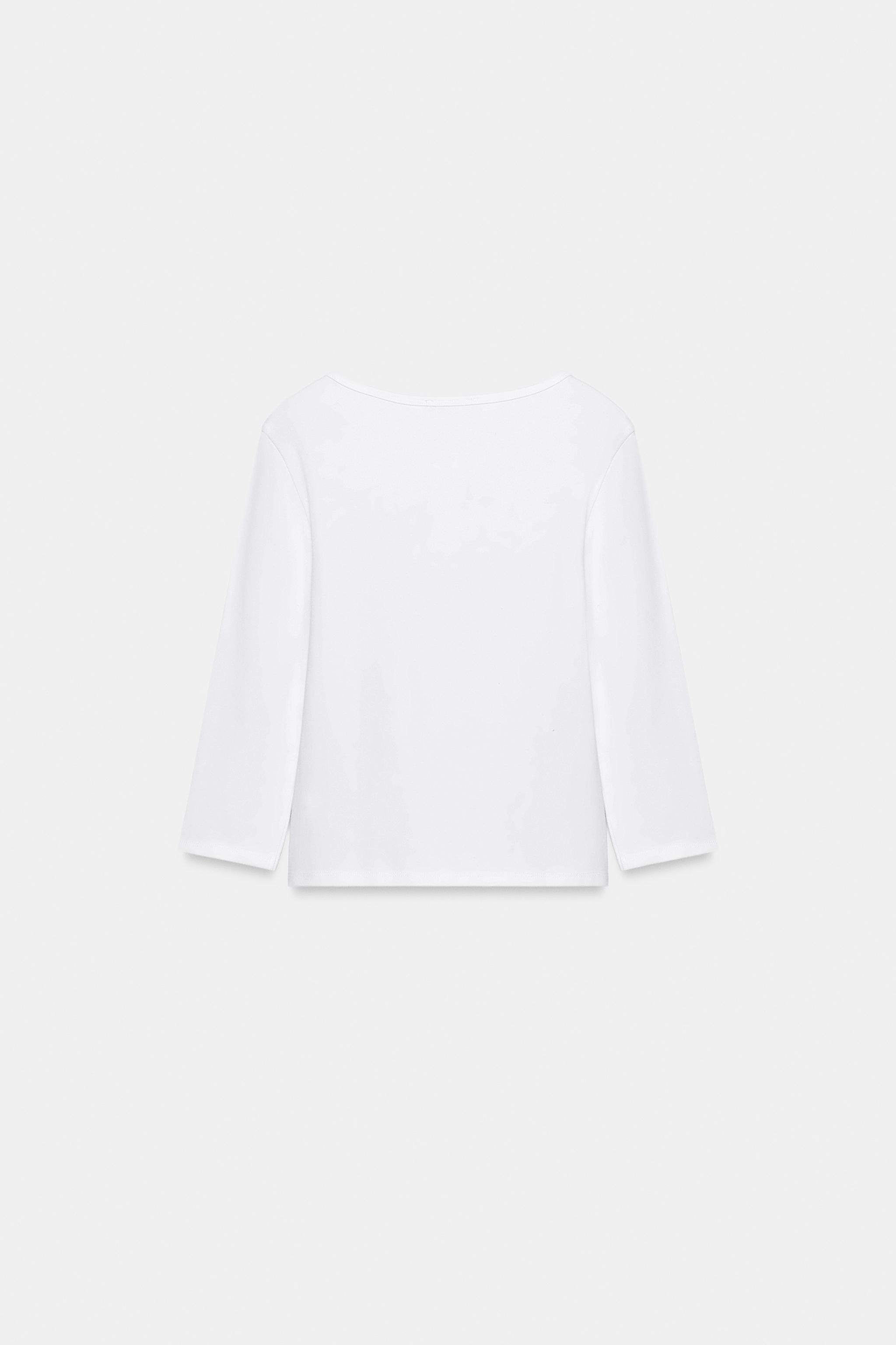 Zara DÜĞMELİ YAKA T-SHIRT görsel 7
