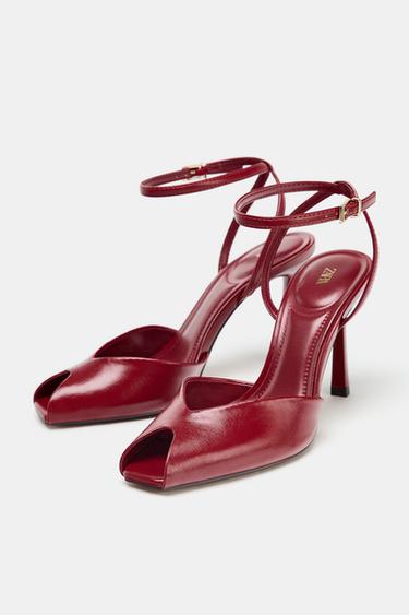 STILETTO HEEL ANKLE STRAP SANDALS - Red by Zara - Image 5