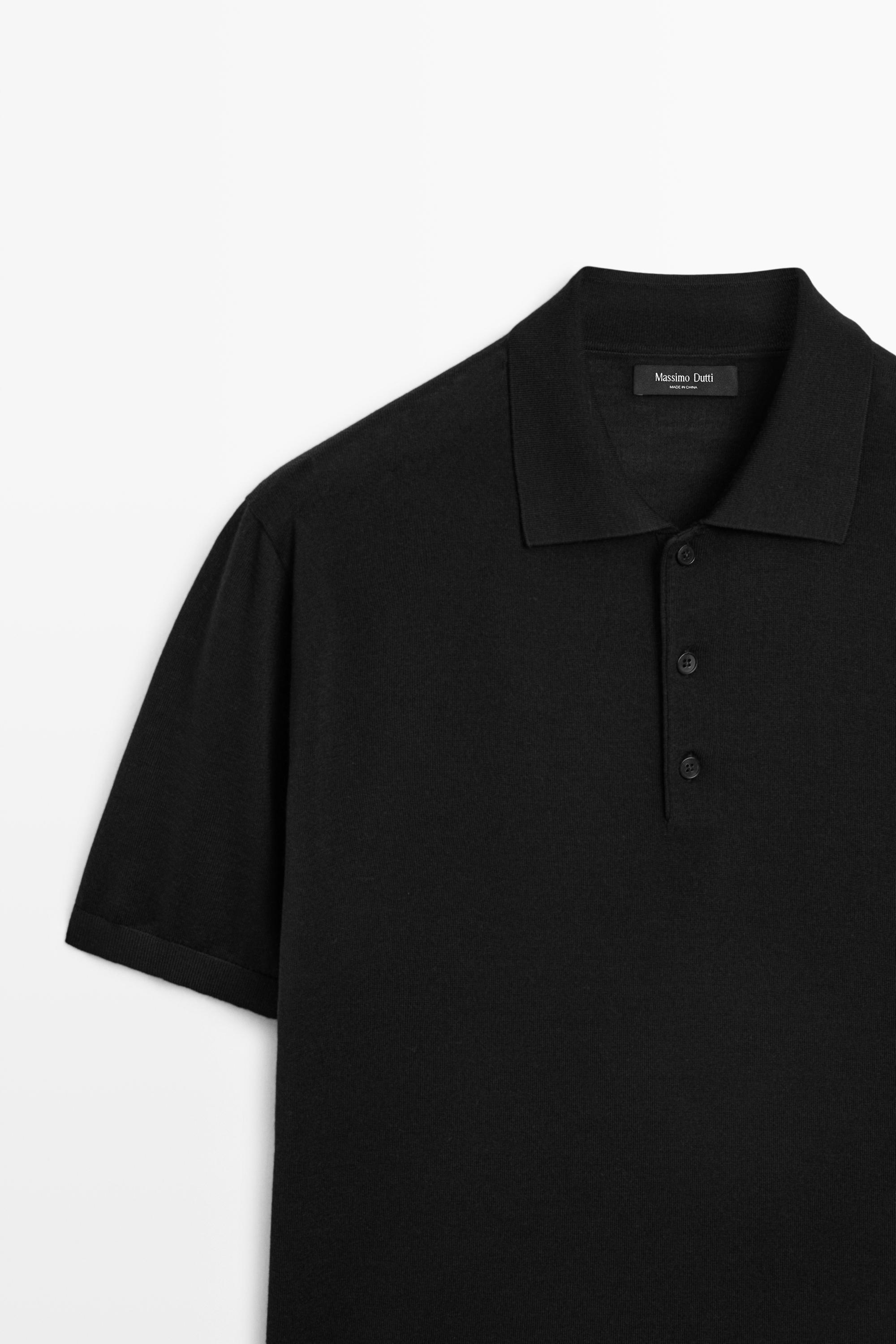 Wool blend knit polo shirt