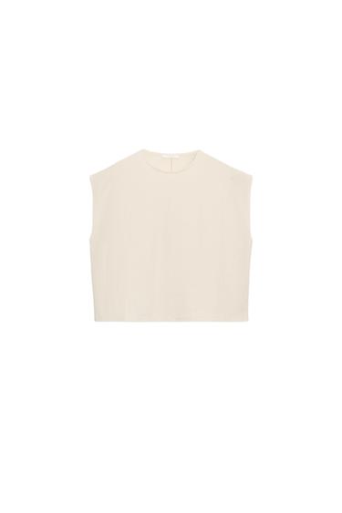 RUSTIC SLEEVELESS TOP - Ecru by Zara