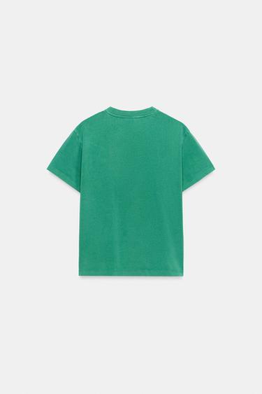 T-SHIRT EFFET DÉLAVÉ INSCRIPTION - Vert de Zara - Image 4