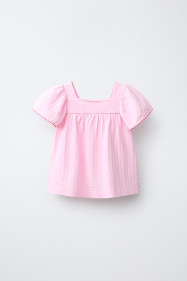 TOP TEXTURÉ ONDULÉ EN CONTRASTE - Rose / Mauve de Zara - Image 1