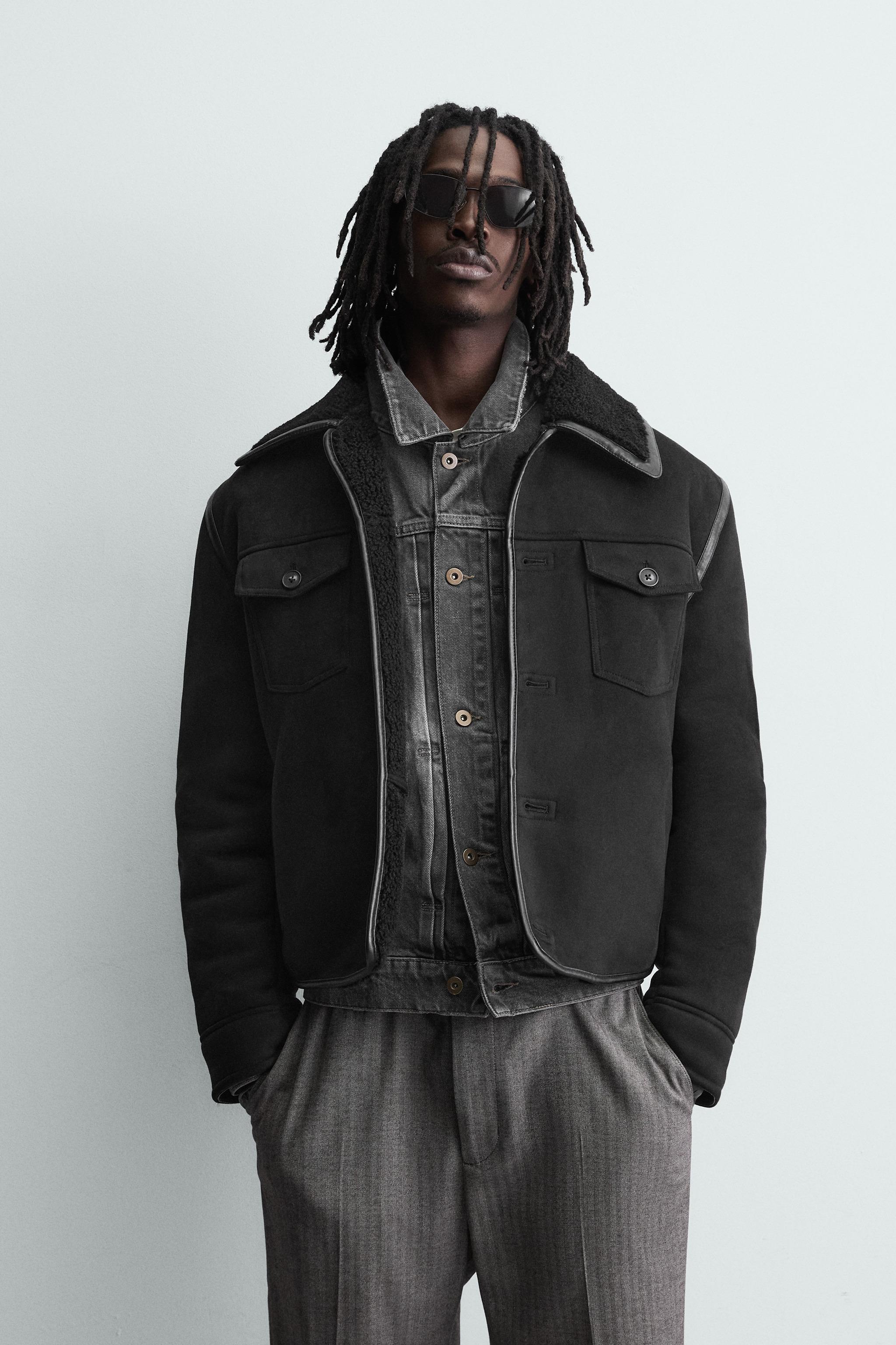 ダブルフェイス フェイクスエードジャケット - ブラック | ZARA Japan