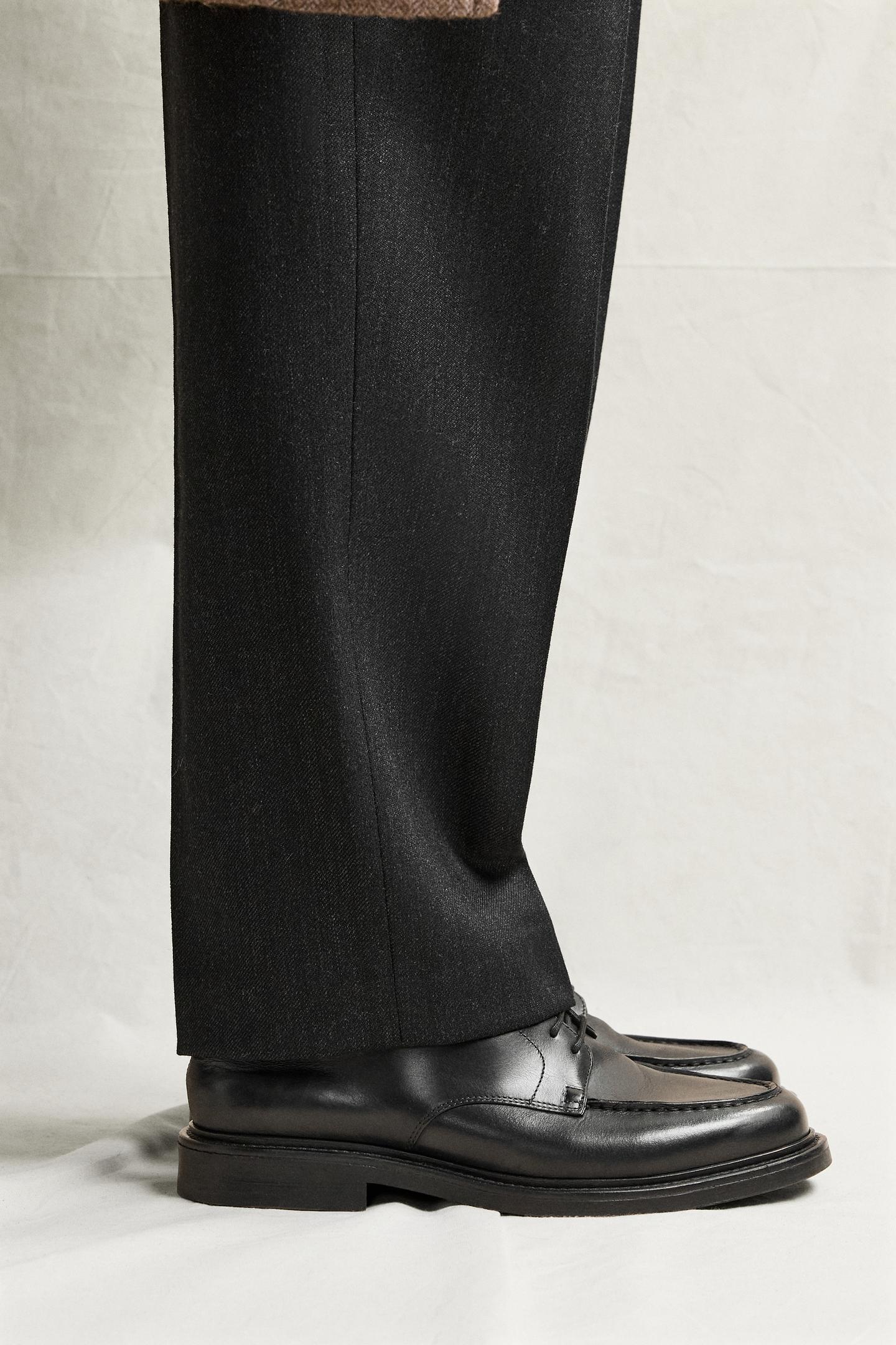 Мужские туфли Zara Leather Dress Shoes, цвет: Чёрный — фото 1