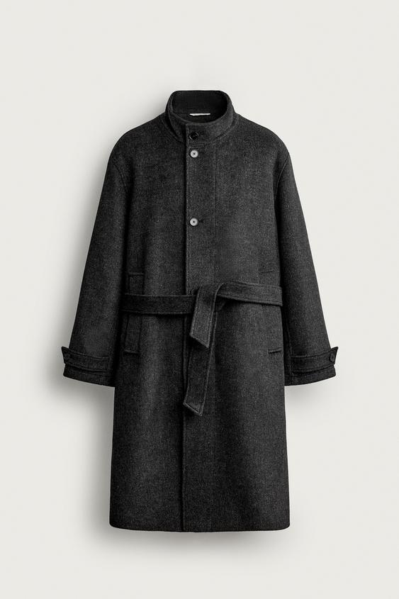 MANTEAU RELAXED FIT À COL HAUT - Gris anthracite de Zara - Image 0