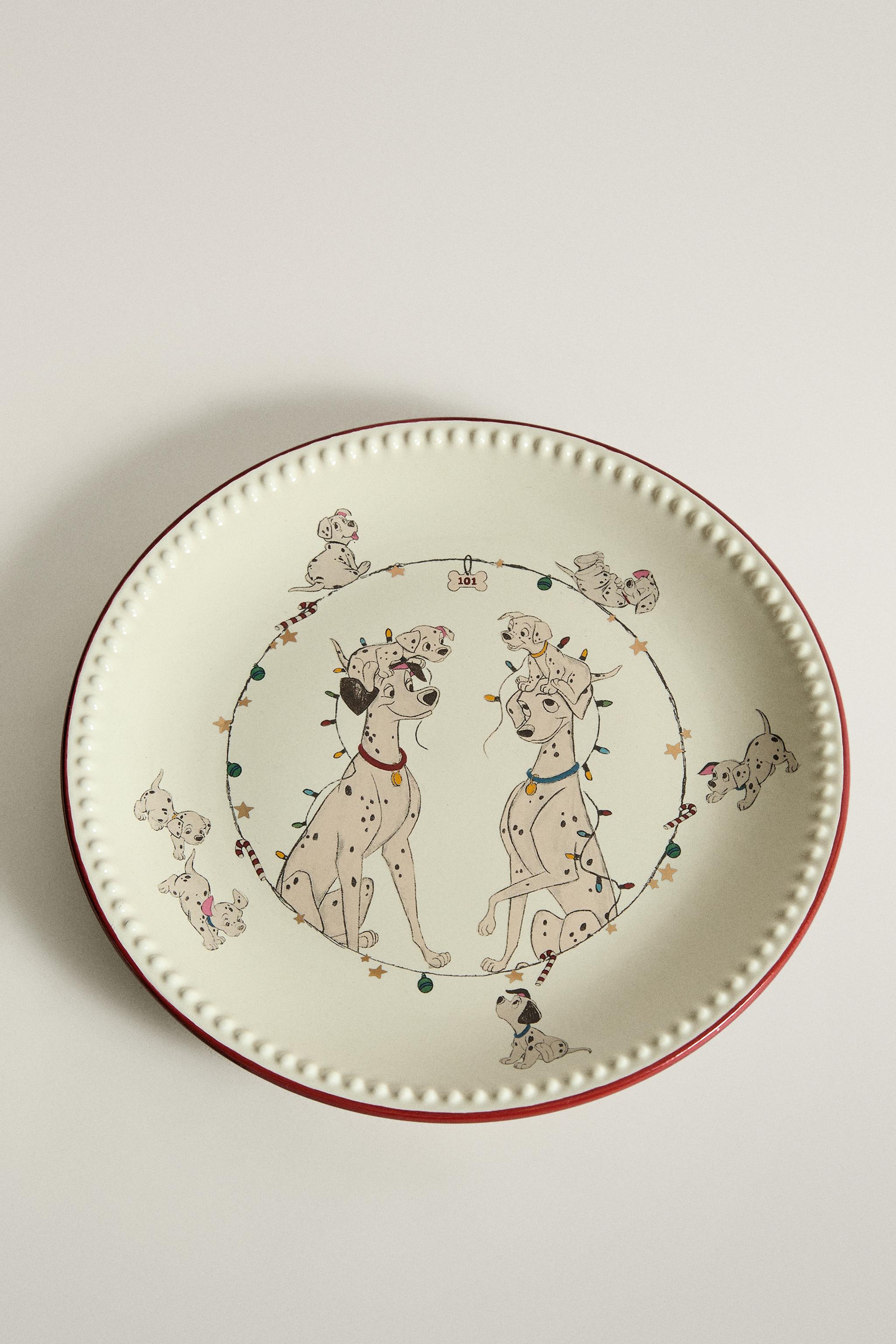 ASSIETTE À DESSERT GRÈS NOËL 101 DALMATIENS ©DISNEY