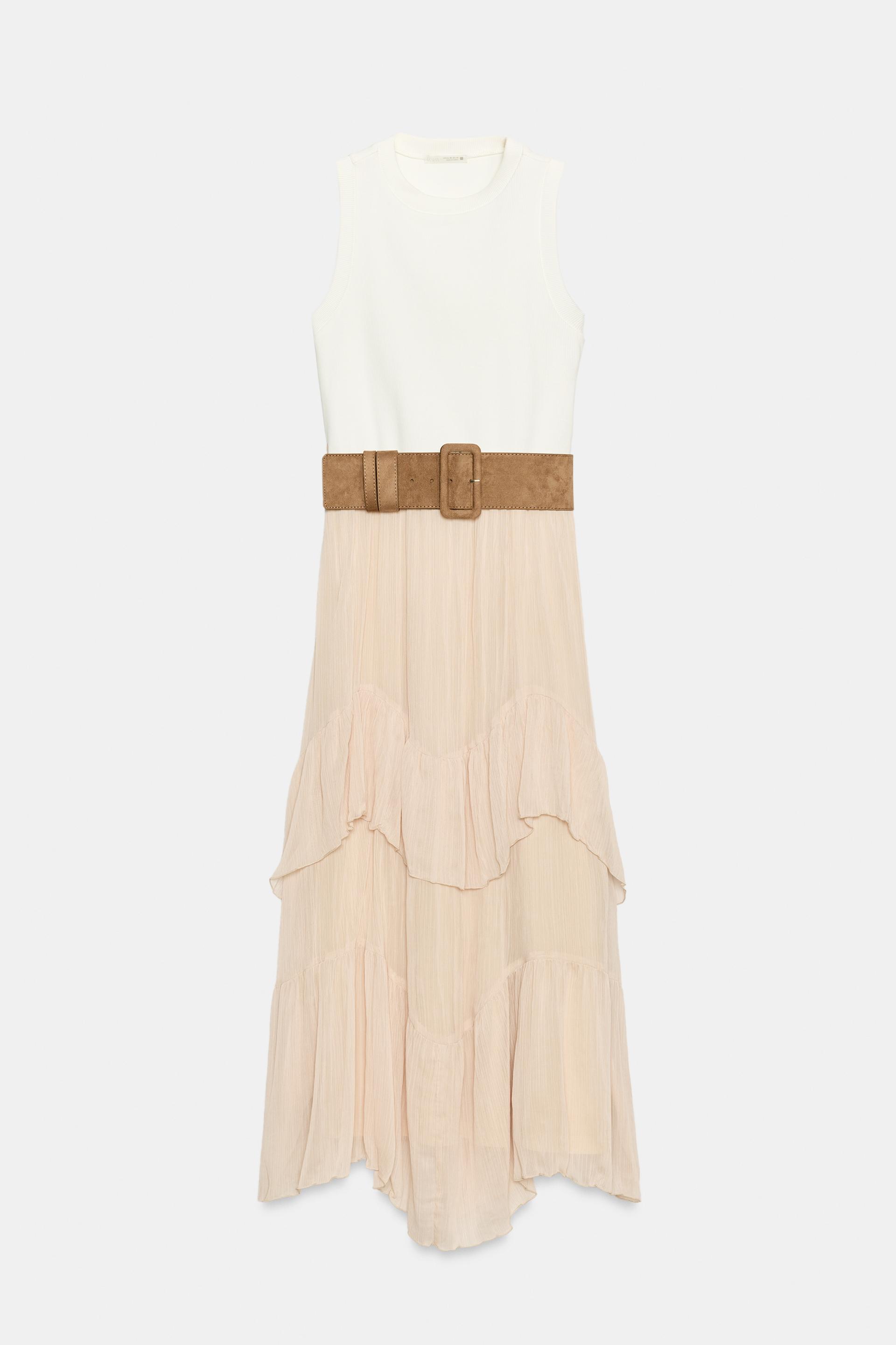 COMBINED MIDI BELTED DRESS thumbnail 7
