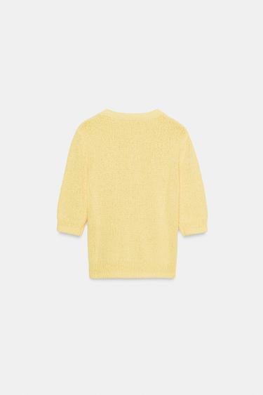 KNIT JUMPER WITH 3/4 SLEEVES - Yellow by Zara - Image 4