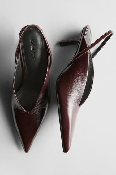 Zapato tacón destalonado - Rojo Burdeos de Zara - Imagen 0