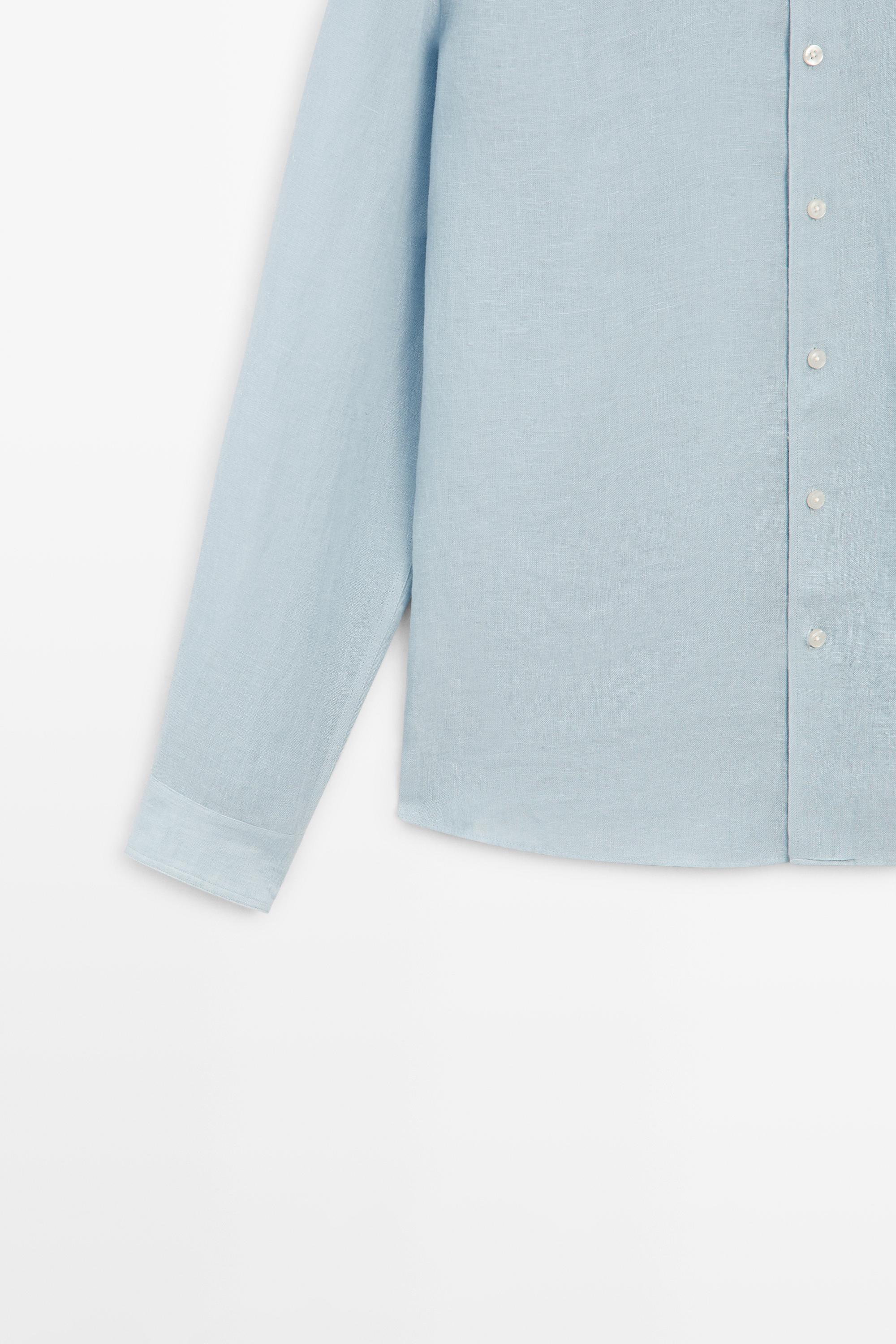 Textured 100% linen regular fit shirt