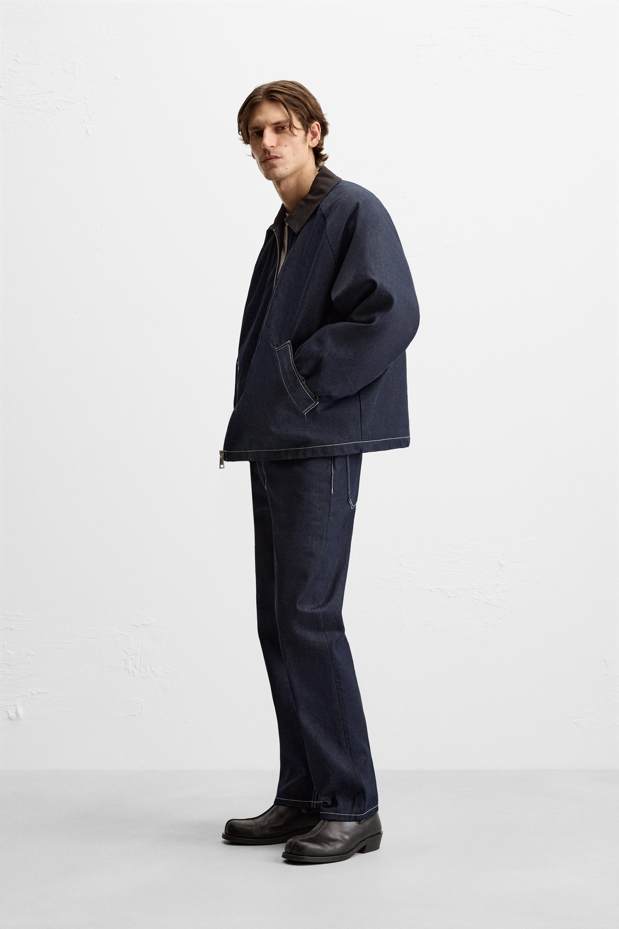 トップステッチ デニムジャケット - インディゴブルー | ZARA