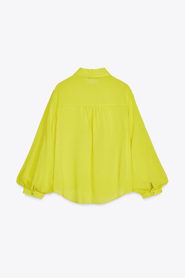 FLOWING SHIRT WITH BOW - Lime by Zara - Image 4