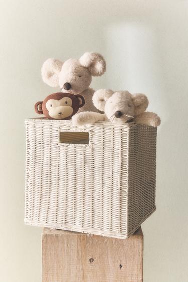 CESTO CUBO DE RATTAN - Branco-marfim da Zara