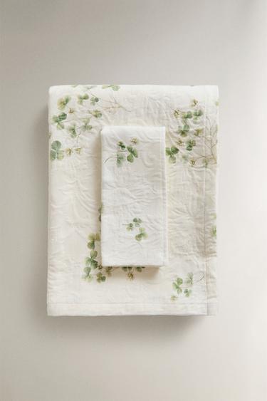 Zara CLOVER PRINT JACQUARD TABLECLOTH - 綠色