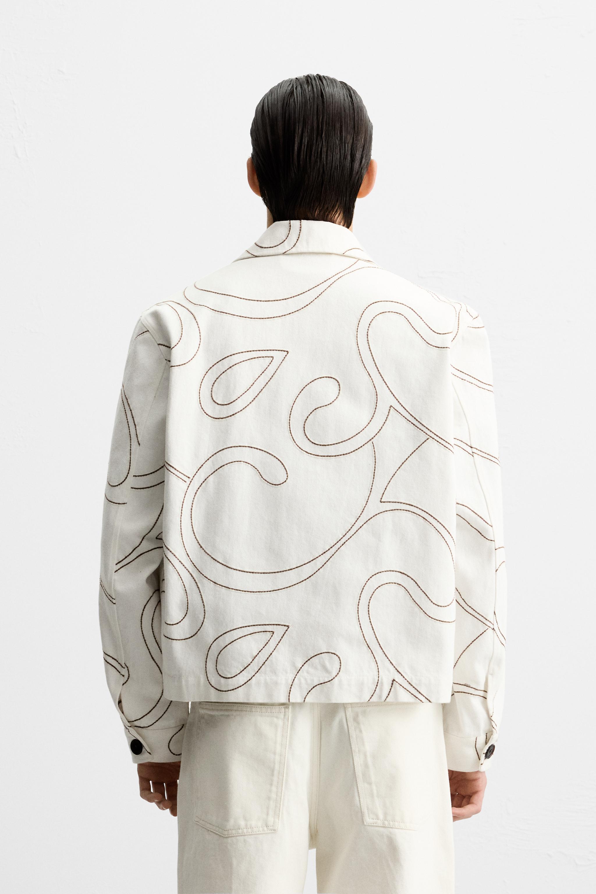安心★関税込み★ZARA★CONTRAST EMBROIDERY OVERSHIRT CONTRAST EMBROIDERY OVERSHIRT - White | ZARA Spain