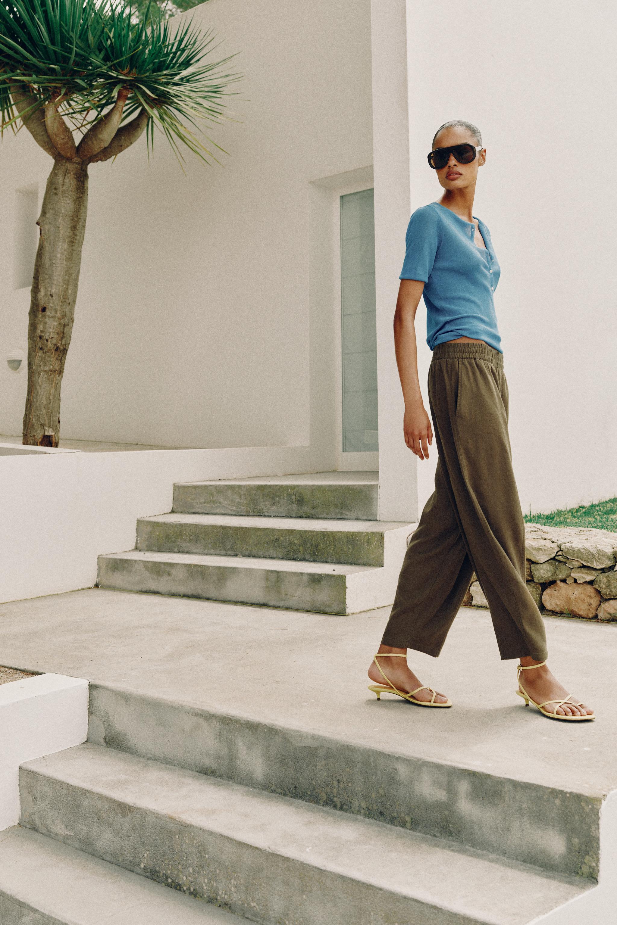 Zara Keten Barrel Pantolon görsel 3
