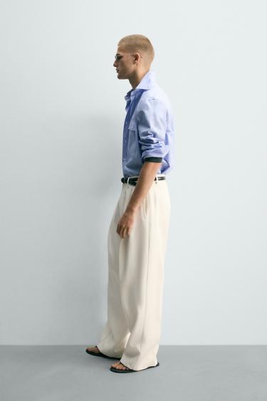 CHEMISE RELAXED FIT À POCHES - Bleu ciel de Zara - Image 3