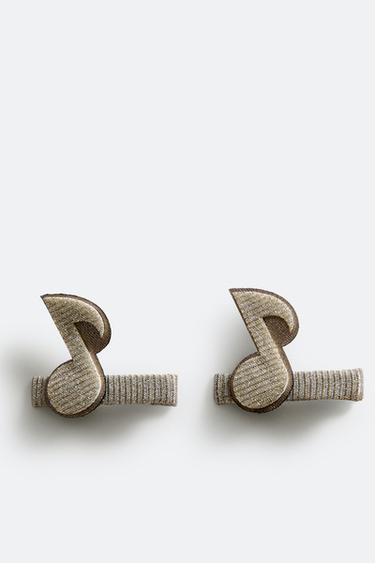 PACK OF CHILDREN'S MUSIC NOTE HAIR CLIPS (PACK OF 2) - Silver by Zara