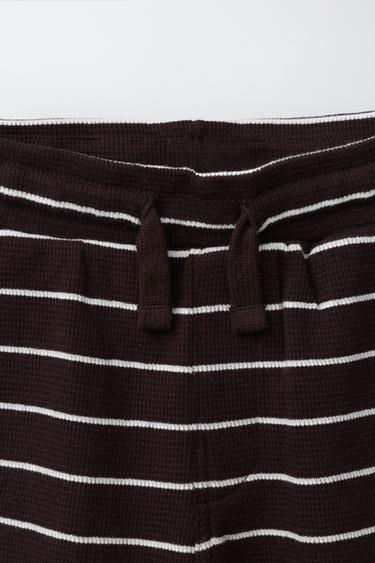 STRIPED WAFFLE-KNIT SHIRT AND BERMUDA SHORTS SET - Brown by Zara - Image 6