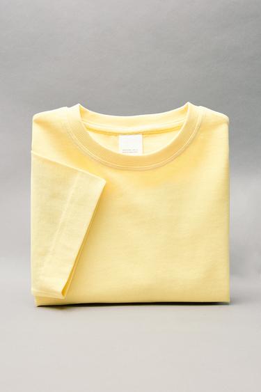 PLAIN HEAVY WEIGHT T-SHIRT - Yellow by Zara
