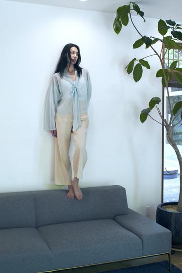 RUSTIC STRAIGHT-LEG TROUSERS - Light beige by Zara