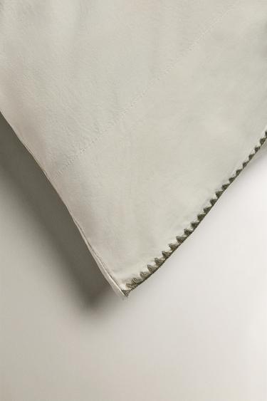 KIDS' SHELL STITCH COTTON PILLOWCASE - Green by Zara - Image 3