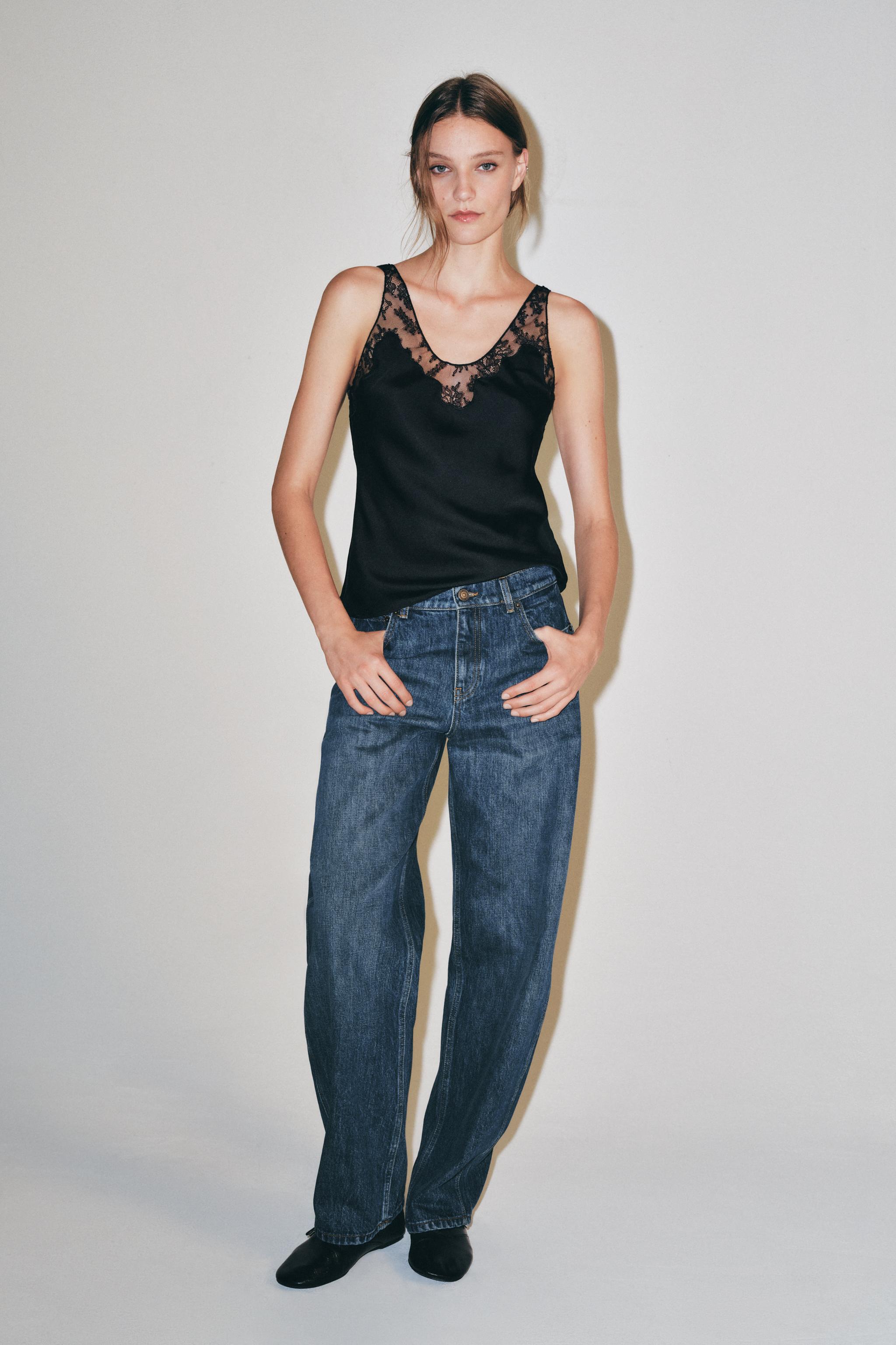 ZW COLLECTION LACE CAMISOLE TOP — Black