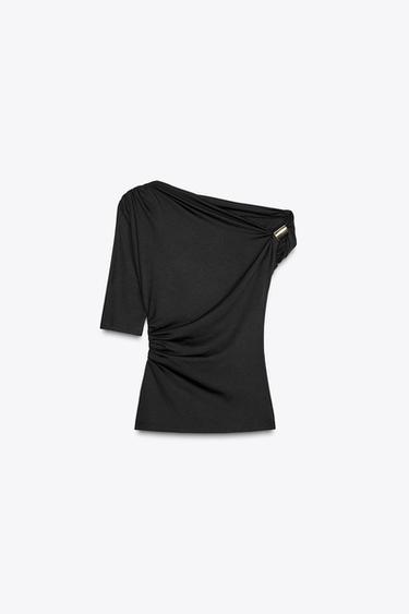ASYMMETRIC POLYAMIDE TOP - Black by Zara