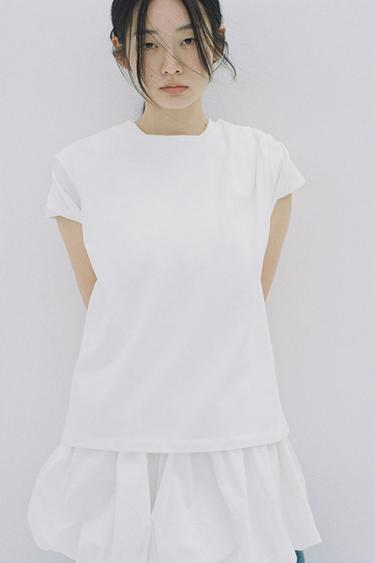 ショルダーギャザーTシャツホワイト0ZaraのショルダーギャザーTシャツ - ホワイト - 画像 0