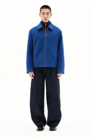 Zara 羊毛拉鍊外套 - 深藍色