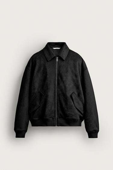 페이크 스웨이드 패딩 재킷 - Zara 블랙