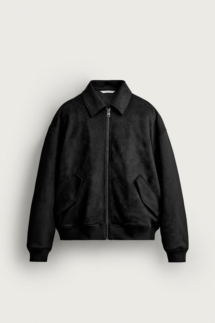 FAUX SUEDE PUFFER JACKET