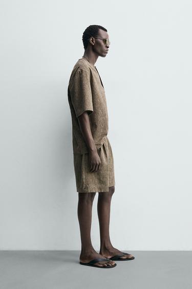 LINEN BLEND POLO SHIRT - Khaki by Zara - Image 3
