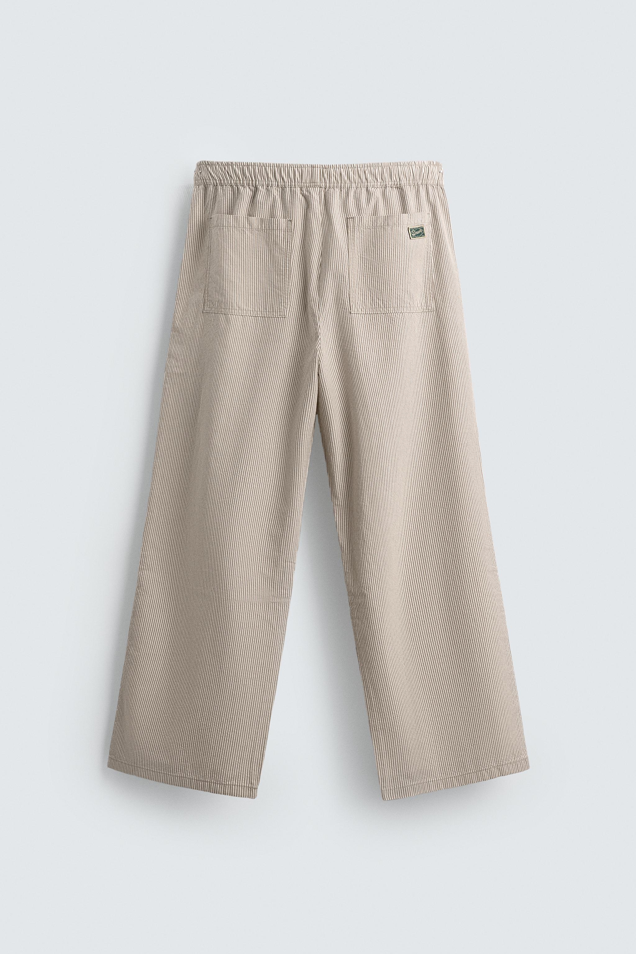 【新品未使用】ZARA　ストライプ柄リラックスフィットパンツ 40 ZARA】ストライプ柄リラックスフィットパンツ 0840/414/400