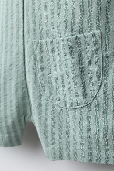 SALOPETTE COURTE À RAYURES - Vert d'eau de Zara - Image 3