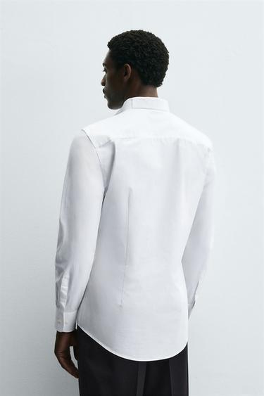 TUXEDO-STYLE COLLAR SHIRT - White by Zara - Image 2