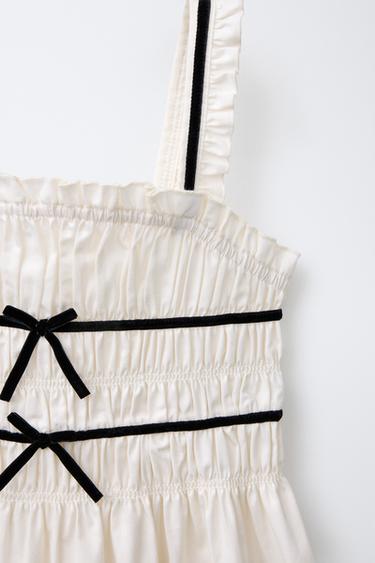 DRESS WITH BOWS AND CONTRAST TRIMS - Ecru / Black by Zara - Image 2