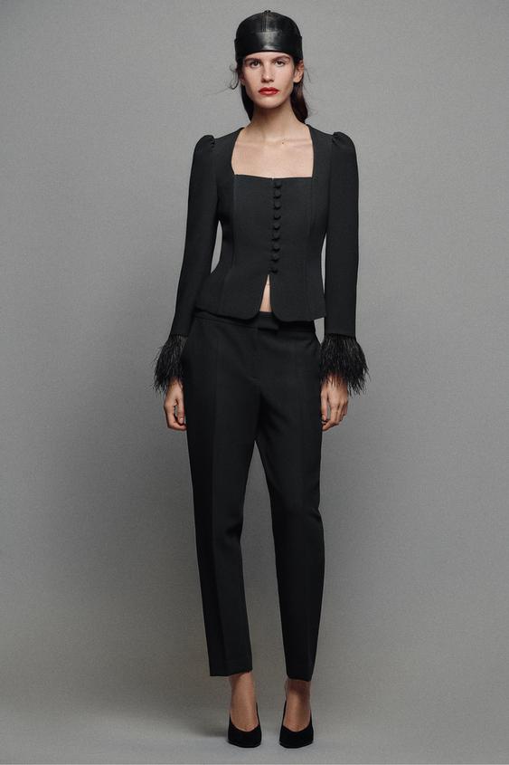 BLAZER PLUMAS PUÑO - Negro de Zara - Imagen 0