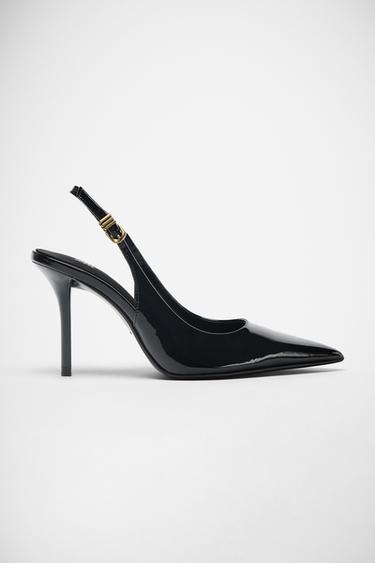 Zara METAL BUCKLE HEELS - Black